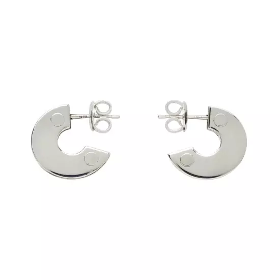 BOTTEGA VENETA Bolt round Sterling silver hoop earrings authentic designer NWT