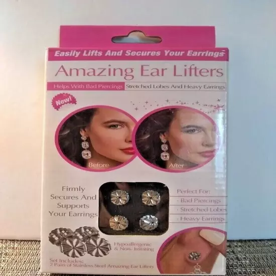 Amazing Ear Lifters 2 Pairs Stainless Steel Includes Storage Case