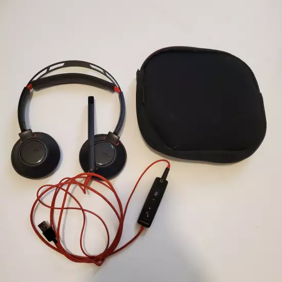 Plantronics Poly Blackwire C5220T Wired Binaural Headset w/ Soft Case