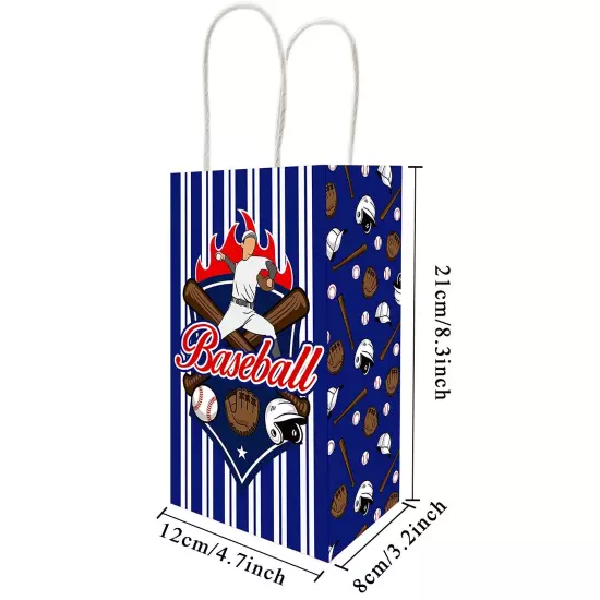 12 Pcs Baseball Party Treat Bag Baseball Gift Goodie Favor Bags with Handle f...