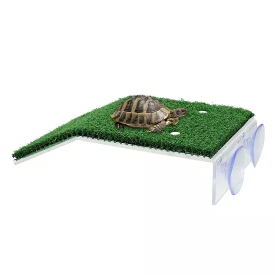 Tortoise Turtle Platform Basking Terrace Climbing Ladder Simulated Lawn PP beflz