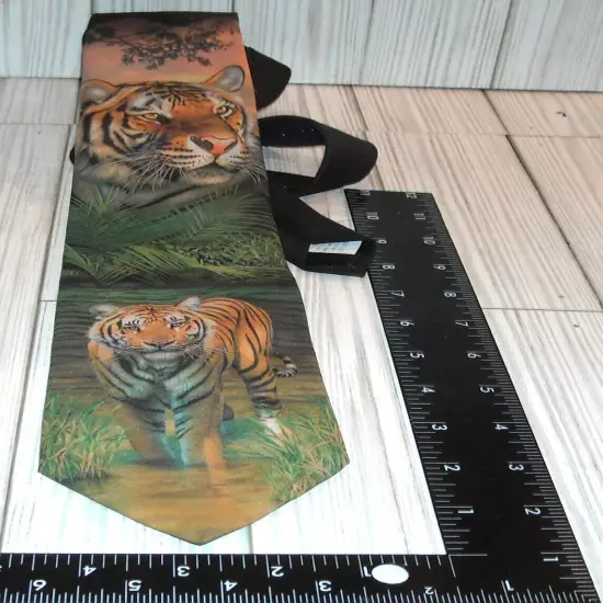 RARE VINTAGE 1999 RALPH MARLIN TIGER IN THE JUNGLE MAN TIE 59 INCHES LONG 