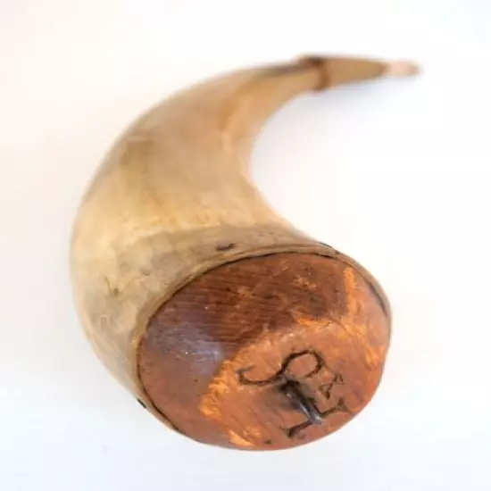 Antique Powder Horn w/ markings on base I S 10.5"