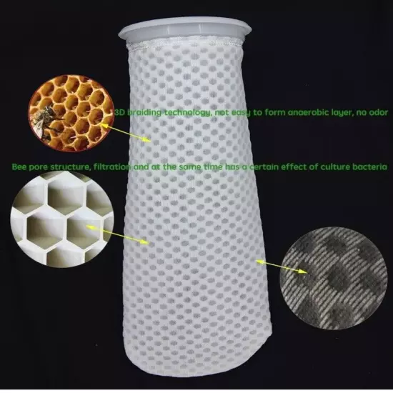 4 Pack 7” x 14” Honeycomb Filter Socks For Saltwater Aquarium