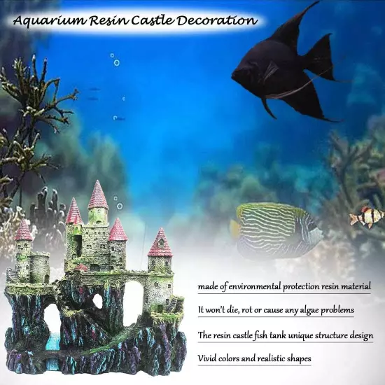 Aquarium Resin Castle Decoration Fish Tank Driftwood Castle Cave Hideouts House 