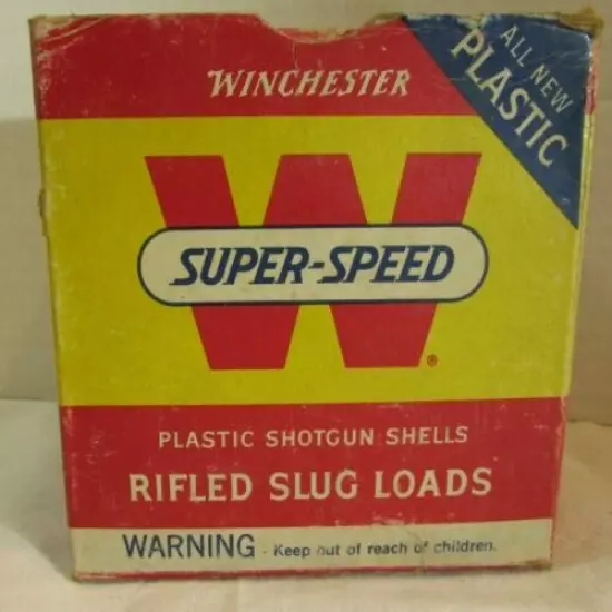 VINTAGE WINCHESTER SUPER SPEED RIFLED SLUG 12 GA CARTRIDGE SHELLS Box Empty