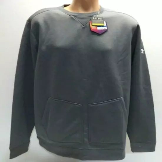 Mens Under Armour ColdGear Infrared Crew Sweatshirt Gray Size XL 1261511