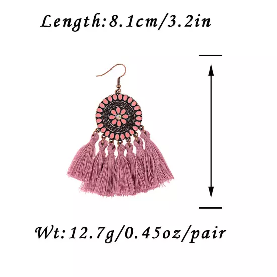 Fashion Women Bohemian Earrings Long Tassel Fringe Drop Dangle Ear Stud Jewelry