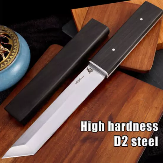 Samurai Katana Sword Full Tang Japanese Tactical D2 Steel Fixed Blade Knife Gift