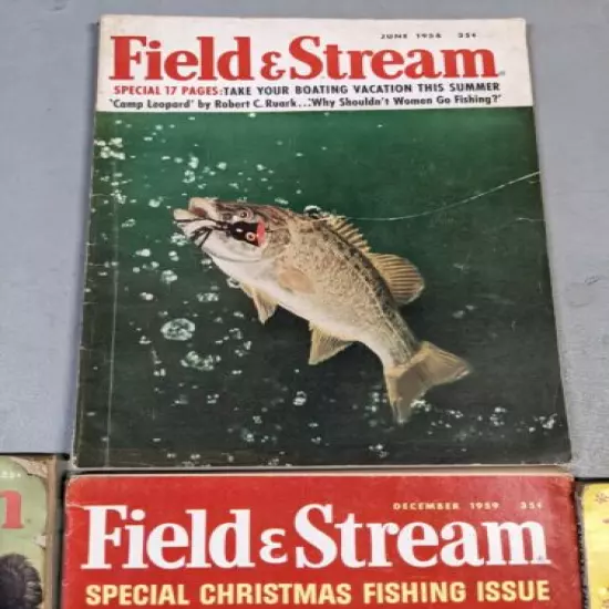 7 Vintage Field & Stream Magazines 1958-70 Hunting Fishing Great Vintage Ads