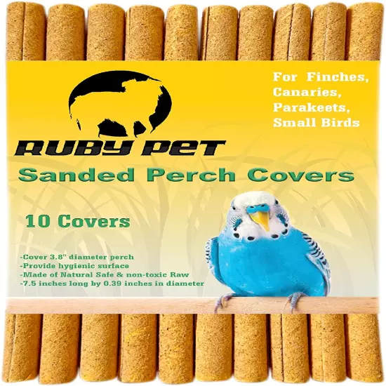 Bird Perch Covers - 10 Count of Sanded Gravel Paper Accessories for Parakeets, F