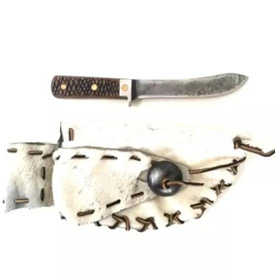 Mountain Man Skinning Knife With Calf Skin Sheath