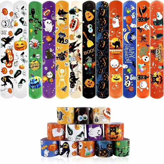 48 PCS Halloween Slap Bracelets Toys for Kids Girls Halloween48 