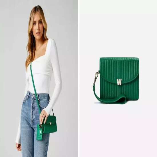 WOLF Mimi Crossbody Bag with Wristlet in Forest Green Color-NWT-Org Pkg-768312