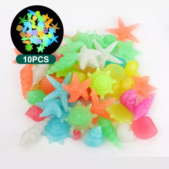 10PCS Luminous Glowing Stones Starfish Shell Shaped Decorative Pool Landscape Sn