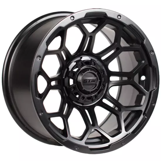 Set of 4 GTW 14" Bravo Matte Black Golf Cart Wheels on 23" A/T Tires