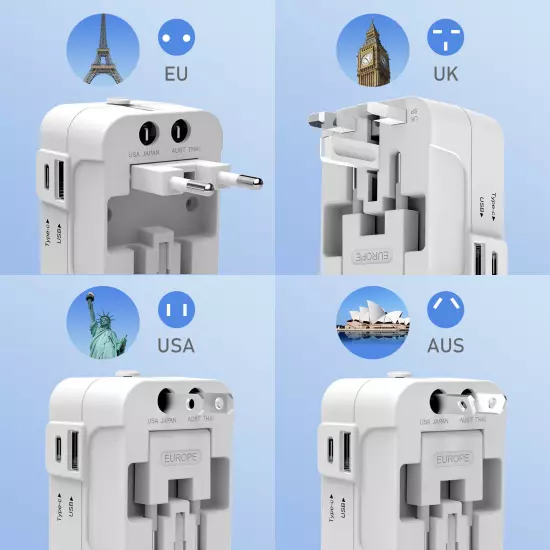 Universal Travel Adapter Power One International Wall Charger AC Plug Adaptor 