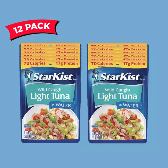 12-Pack Chunk Light Tuna in Water, 2.6 Oz Cans - Healthy & Convenient!