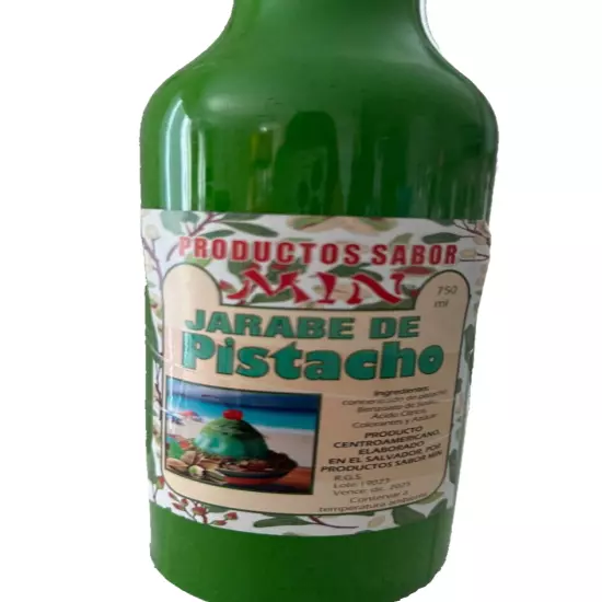 Jarabe para minuta sabor Pistacho de El Salvador 750ml Pistachio snow cone syrup