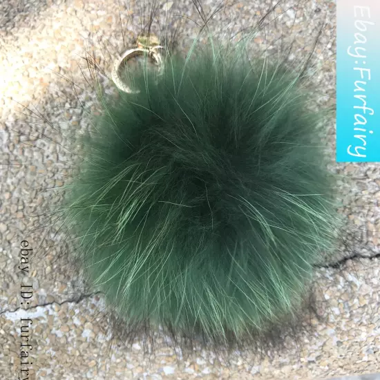 Large Real Raccoon Fur Ball Keychain Fox Fur Bag Charm Pendant Snap Button