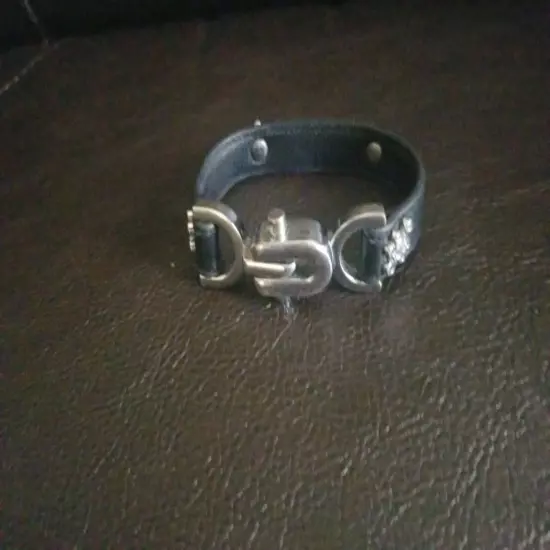 Women's Leather Bracelet Clasp Black Silver Tone Buckle 