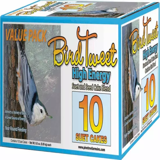 Pine Tree Farms Bird Tweet Hi-Energy Suet 9.5 Oz/10Pk Null