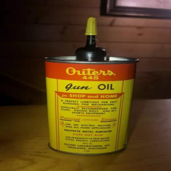 Vintage OUTERS 445 Lead Spout Top Gun Oil Can Clean, NICE!!