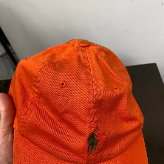 Polo Ralph Lauren Embroidered Pony Orange Baseball Hat Adjustable 