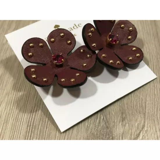 kate spade Blooming Bling Leather Flower Stud Earrings Russet Multi