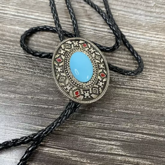 Native American western bolo tie with stone Aztec Rancher