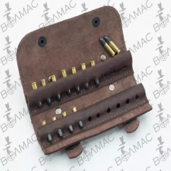 Leather Belt Holder Bullet Ammo Pouch Holds 20 Rounds 17 HMR 22 LR. US Seller !