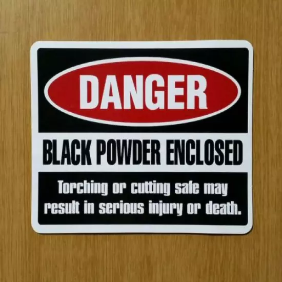 2 DANGER BLACK POWDER IN SAFE VINYL DECAL GUN SECURITY STICKER & FREE USA FLAG