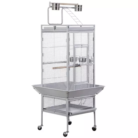 61" Large Bird Cage with Rolling Stand for Parrot Cockatoo Pet House Wrought Iro