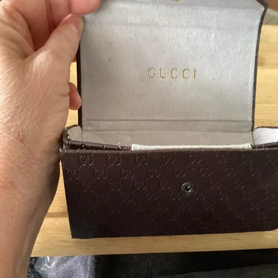 Gucci Sunglasses/ Eyeglasses Case Foldable Brown Logo Trifold 