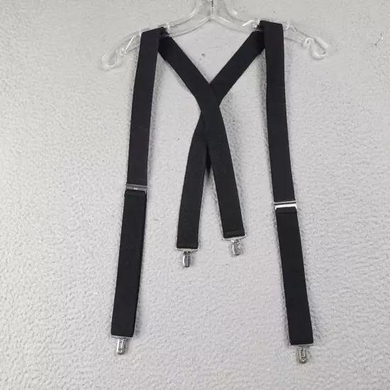 Mens Elastic Suspenders Braces BBB Black Silver Accent Clip On