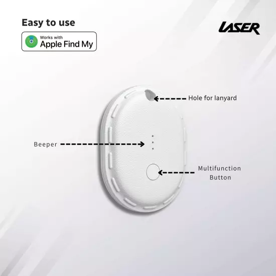 Laser Mini Smart Tag Bluetooth Tracker with Apple Find My (White)