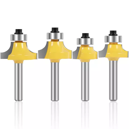 4Pcs 1/4" Shank Roundover Router Bit Set Corner Edging Router Bit Woodworkingφ