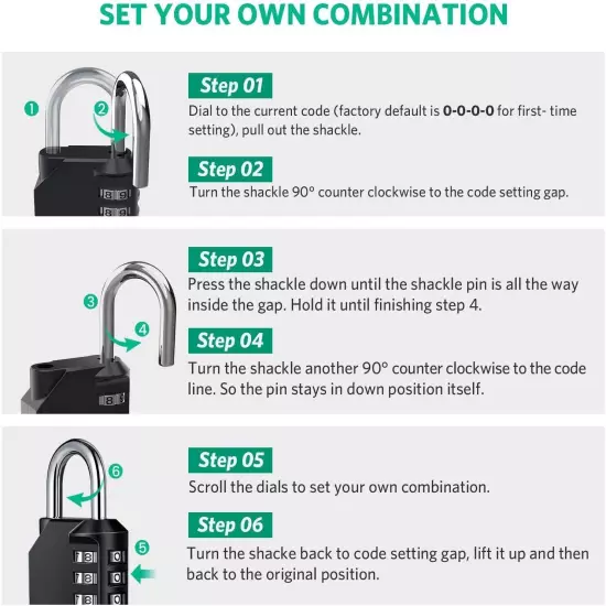 Combo Lock for Lockers 4 Digit Combination Padlock 2 Pack Pad Locks with Code