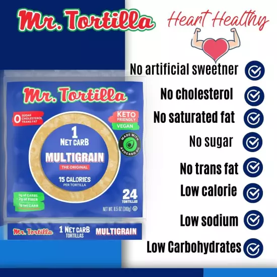 Mr. Tortilla Low Carb Keto Soft Taco Shells, Vegan Healthy Snacks & 96 Count 