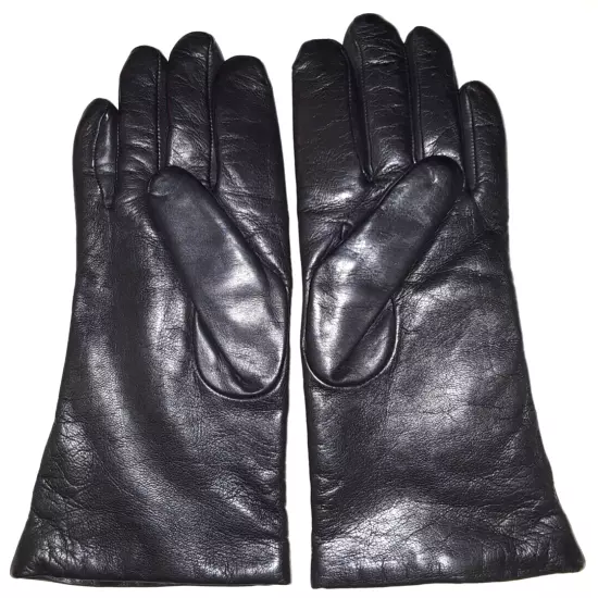 Womens cashmere-lined black leather gloves size 6.5