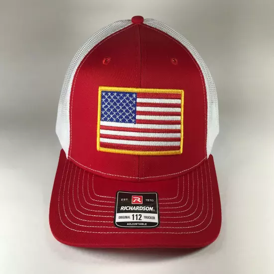 Richardson 112 American Flag 6 Panel Adjustable Snapback Trucker Mesh Hat