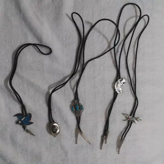 Lot Of 5 Southwestern design Bolo Ties Turquoise