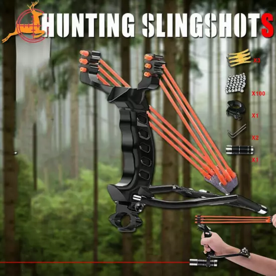 Pro Hunting Fishing Slingshot Powerful High Velocity Catapult Laser Shoot Set 