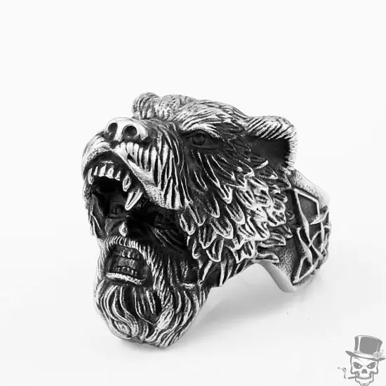 Sculpt Rings™ Viking Bear Ring - Ferocious Warrior Spirit in Intricate Steel