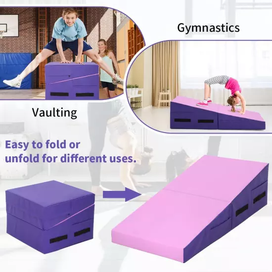 Gymnastics Mat Incline Mats 48"X24" Folding Tumbling Mats Cheese Wedge Mat Kids 