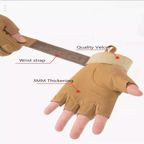 Tactical Fingerless Gloves Military Combat Shooting Half Finger Gloves for Mens