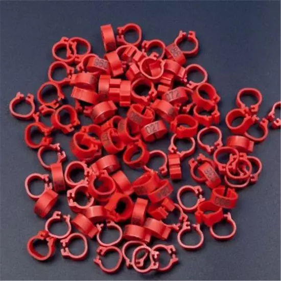 100X Bird Rings Leg Bands For Pigeon Parrot Foot Clip Rings Number 001-100