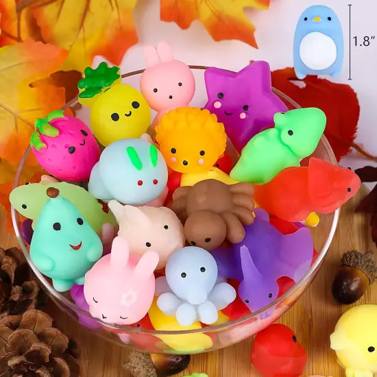 Mochi Squishy Toys FLY2SKY 28PCS Animal Mini Squishies Kawaii Party Favors for K