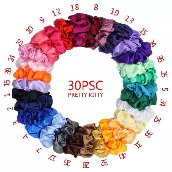 40 Pack Large Satin Scrunchies for Thick Thin Hair,Soft Silk Hair Scrunchy