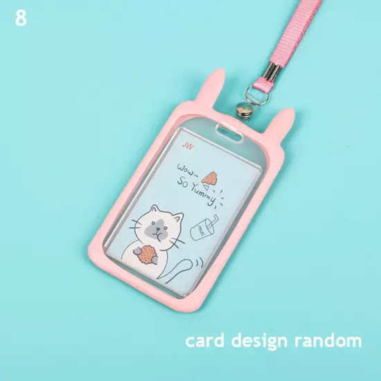 Cute Cat Ear ID Card Holder Retractable Reel Lanyard Credit Cover Case Kids Gift